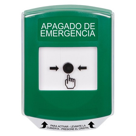 GLR1A1PO-ES STI Green Indoor Only Shield w/ Sound Key-to-Reset Push Button with EMERGENCY POWER OFF Label Spanish