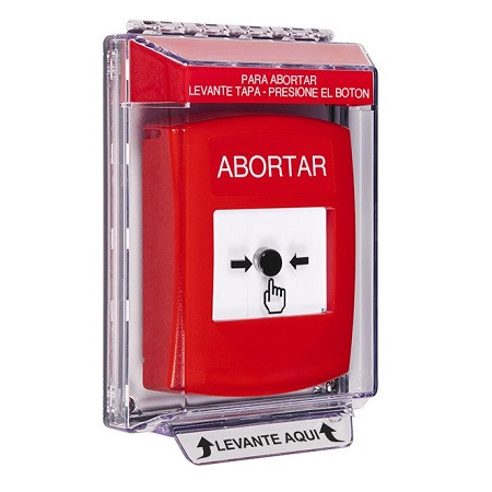 GLR031AB-ES STI Red Indoor/Outdoor Low Profile Flush Mount Key-to-Reset Push Button with ABORT Label Spanish