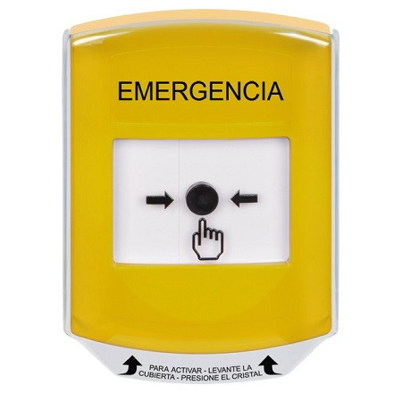 GLR2A1EM-ES STI Yellow Indoor Only Shield w/ Sound Key-to-Reset Push Button with EMERGENCY Label Spanish