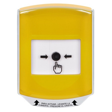 GLR2A1NT-ES STI Yellow Indoor Only Shield w/ Sound Key-to-Reset Push Button with No Text Label Spanish