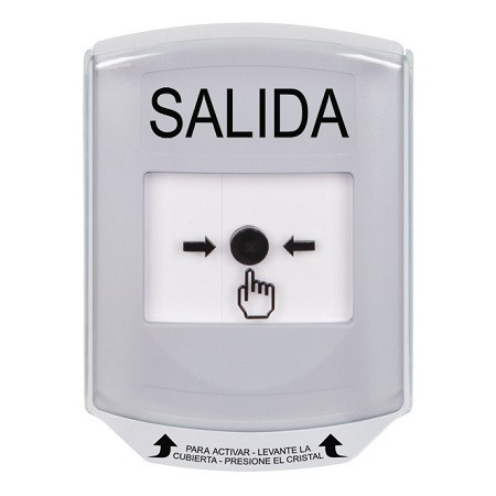 GLR3A1XT-ES STI White Indoor Only Shield w/ Sound Key-to-Reset Push Button with EXIT Label Spanish