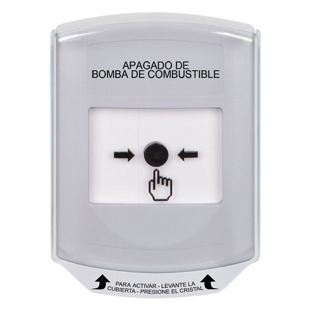 GLR3A1PS-ES STI White Indoor Only Shield w/ Sound Key-to-Reset Push Button with FUEL PUMP SHUT-DOWN Label Spanish