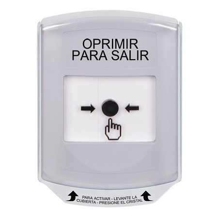 GLR3A1PX-ES STI White Indoor Only Shield w/ Sound Key-to-Reset Push Button with PUSH TO EXIT Label Spanish