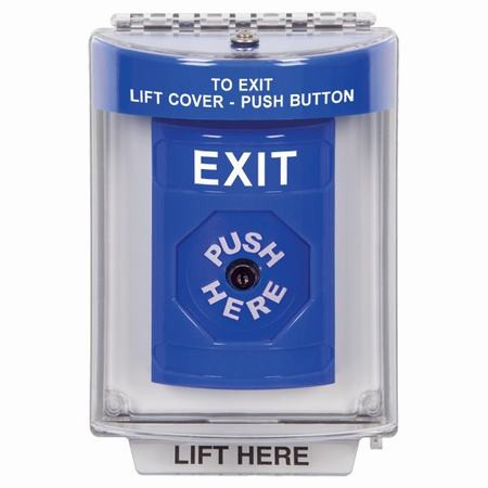 SS2440XT-EN STI Blue Indoor/Outdoor Flush w/ Horn Key-to-Reset Stopper Station with EXIT Label English