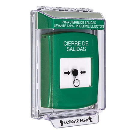 GLR141LD-ES STI Green Indoor/Outdoor Low Profile Flush Mount w/ Sound Key-to-Reset Push Button with LOCKDOWN Label Spanish