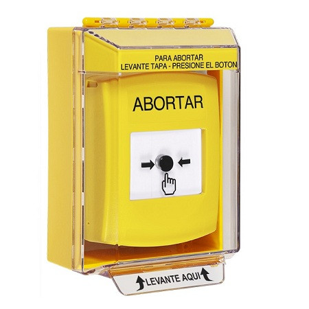 GLR271AB-ES STI Yellow Indoor/Outdoor Low Profile Surface Mount Key-to-Reset Push Button with ABORT Label Spanish