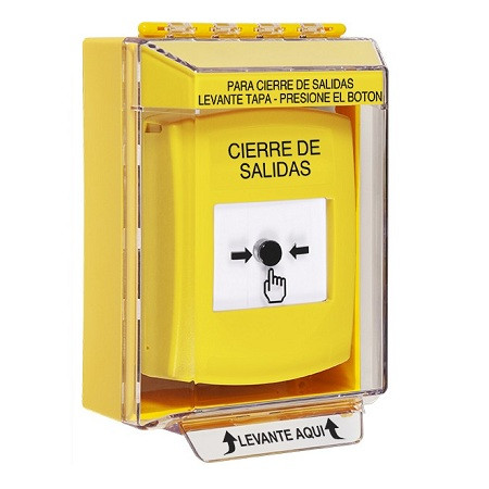 GLR271LD-ES STI Yellow Indoor/Outdoor Low Profile Surface Mount Key-to-Reset Push Button with LOCKDOWN Label Spanish