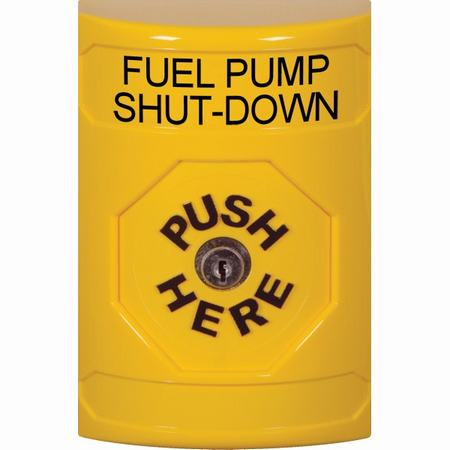 SS2200PS-EN STI Yellow No Cover Key-to-Reset Stopper Station with FUEL PUMP SHUT DOWN Label English
