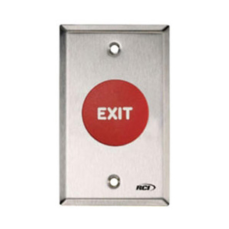 908-BB-MO x 32D Dormakaba RCI Blank Symbol Momentary Action Mushroom Button - Brushed Stainless Steel Faceplate - Blue Cap