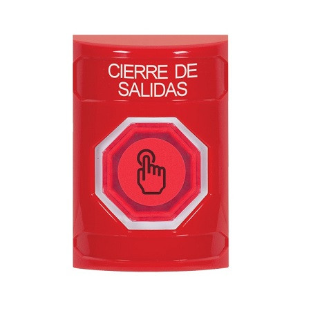 SS2007LD-ES STI Red No Cover Weather Resistant Momentary (Illuminated) with Red Lens Stopper Station with LOCKDOWN Label Spanish