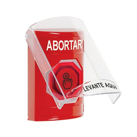 SS2026AB-ES STI Red Indoor Only Flush or Surface Momentary (Illuminated) with Red Lens Stopper Station with ABORT Label Spanish