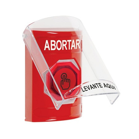 SS20A6AB-ES STI Red Indoor Only Flush or Surface w/ Horn Momentary (Illuminated) with Red Lens Stopper Station with ABORT Label Spanish