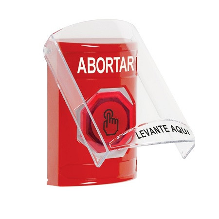 SS20A7AB-ES STI Red Indoor Only Flush or Surface w/ Horn Weather Resistant Momentary (Illuminated) with Red Lens Stopper Station with ABORT Label Spanish