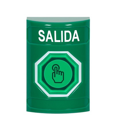 SS2106XT-ES STI Green No Cover Momentary (Illuminated) with Green Lens Stopper Station with EXIT Label Spanish