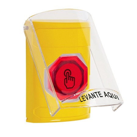 SS2227NT-ES STI Yellow Indoor Only Flush or Surface Weather Resistant Momentary (Illuminated) with Red Lens Stopper Station with No Text Label Spanish