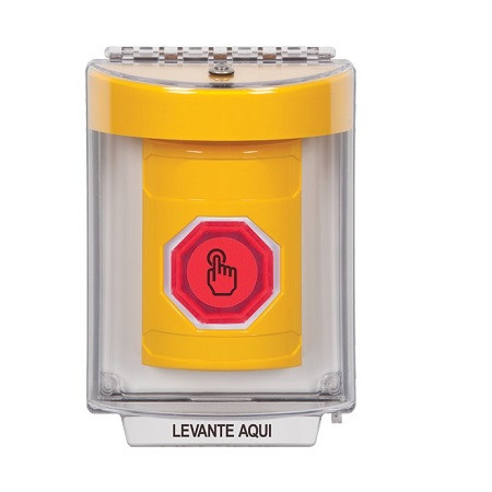 SS2247NT-ES STI Yellow Indoor/Outdoor Flush w/ Horn Weather Resistant Momentary (Illuminated) with Red Lens Stopper Station with No Text Label Spanish