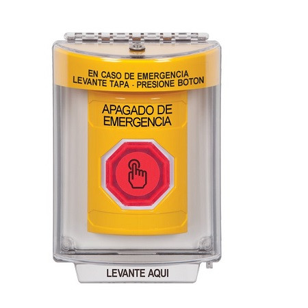 SS2247PO-ES STI Yellow Indoor/Outdoor Flush w/ Horn Weather Resistant Momentary (Illuminated) with Red Lens Stopper Station with EMERGENCY POWER OFF Label Spanish
