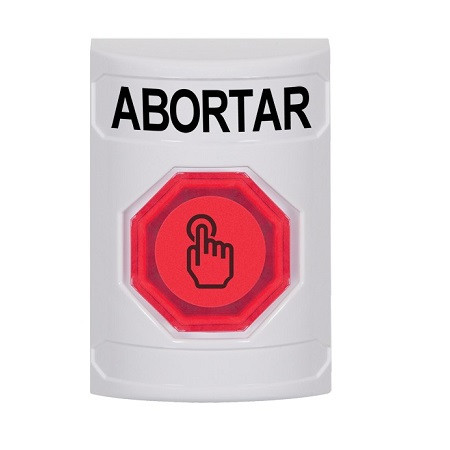 SS2307AB-ES STI White No Cover Weather Resistant Momentary (Illuminated) with Red Lens Stopper Station with ABORT Label Spanish