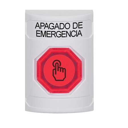 SS2307PO-ES STI White No Cover Weather Resistant Momentary (Illuminated) with Red Lens Stopper Station with EMERGENCY POWER OFF Label Spanish