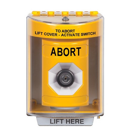 SS2283AB-EN STI Yellow Indoor/Outdoor Surface w/ Horn Key-to-Activate Stopper Station with ABORT Label English