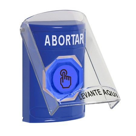 SS24A6AB-ES STI Blue Indoor Only Flush or Surface w/ Horn Momentary (Illuminated) with Blue Lens Stopper Station with ABORT Label Spanish