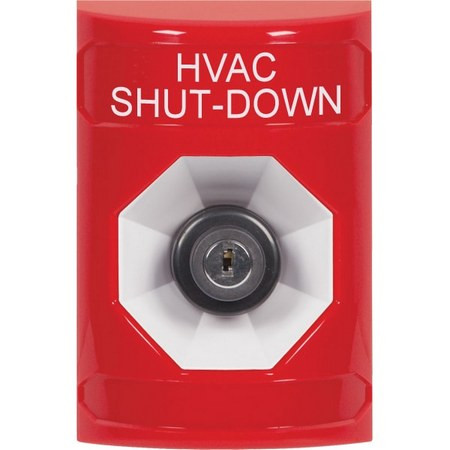 SS2003HV-EN STI Red No Cover Key-to-Activate Stopper Station with HVAC SHUT DOWN Label English