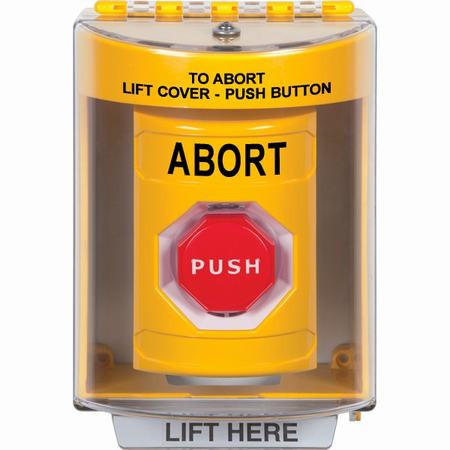 SS2285AB-EN STI Yellow Indoor/Outdoor Surface w/ Horn Momentary (Illuminated) Stopper Station with ABORT Label English