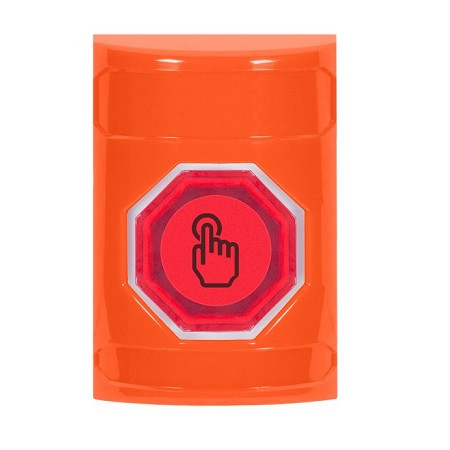 SS2506NT-ES STI Orange No Cover Momentary (Illuminated) with Red Lens Stopper Station with No Text Label Spanish