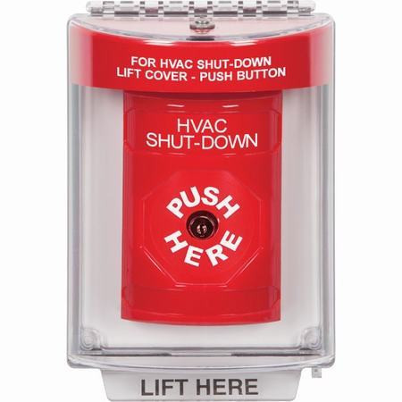 SS2030HV-EN STI Red Indoor/Outdoor Flush Key-to-Reset Stopper Station with HVAC SHUT DOWN Label English