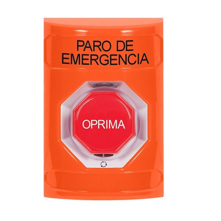 SS2509ES-ES STI Orange No Cover Turn-to-Reset (Illuminated) Stopper Station with EMERGENCY STOP Label Spanish