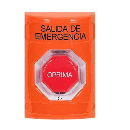 SS2509EX-ES STI Orange No Cover Turn-to-Reset (Illuminated) Stopper Station with EMERGENCY EXIT Label Spanish