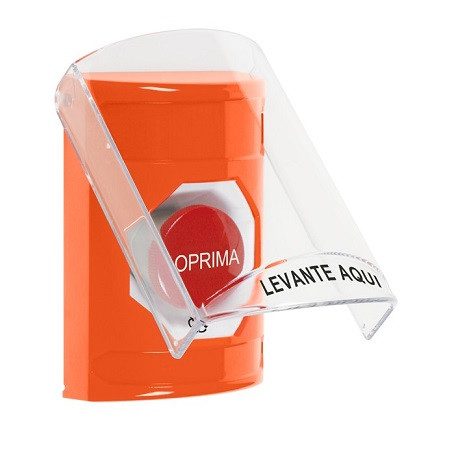 SS2521NT-ES STI Orange Indoor Only Flush or Surface Turn-to-Reset Stopper Station with No Text Label Spanish