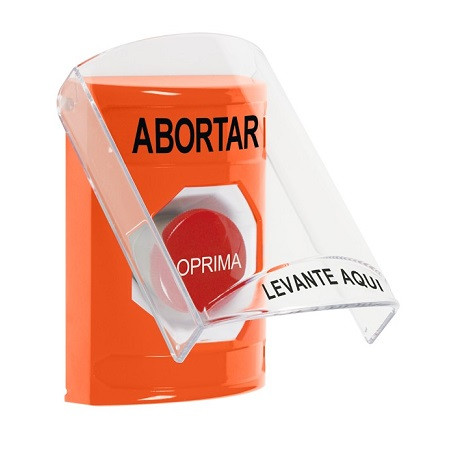 SS2524AB-ES STI Orange Indoor Only Flush or Surface Momentary Stopper Station with ABORT Label Spanish