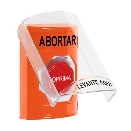 SS2525AB-ES STI Orange Indoor Only Flush or Surface Momentary (Illuminated) Stopper Station with ABORT Label Spanish