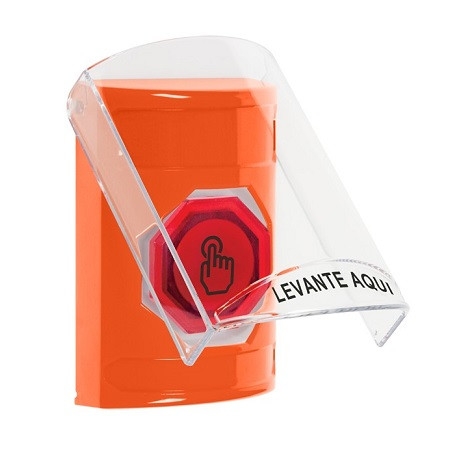 SS2527NT-ES STI Orange Indoor Only Flush or Surface Weather Resistant Momentary (Illuminated) with Red Lens Stopper Station with No Text Label Spanish