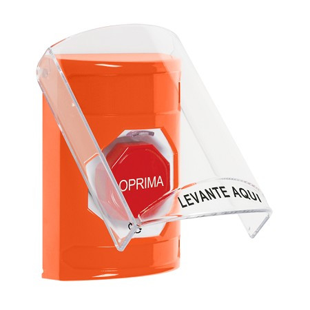 SS2529NT-ES STI Orange Indoor Only Flush or Surface Turn-to-Reset (Illuminated) Stopper Station with No Text Label Spanish