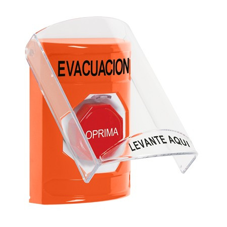 SS25A2EV-ES STI Orange Indoor Only Flush or Surface w/ Horn Key-to-Reset (Illuminated) Stopper Station with EVACUATION Label Spanish