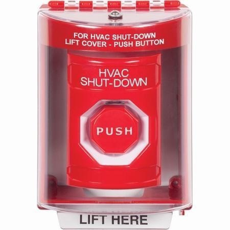 SS2072HV-EN STI Red Indoor/Outdoor Surface Key-to-Reset (Illuminated) Stopper Station with HVAC SHUT DOWN Label English