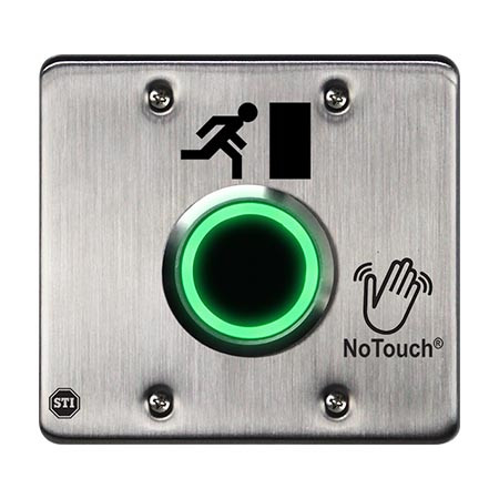 NT-SS200-EN STI NoTouch Double Gang Outdoor Sensor - Running Man Symbol - Stainless Steel