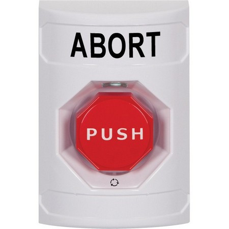 SS2309AB-EN STI White No Cover Turn-to-Reset (Illuminated) Stopper Station with ABORT Label English