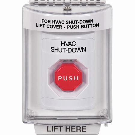 SS2345HV-EN STI White Indoor/Outdoor Flush w/ Horn Momentary (Illuminated) Stopper Station with HVAC SHUT DOWN Label English