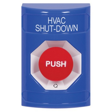 SS2401HV-EN STI Blue No Cover Turn-to-Reset Stopper Station with HVAC SHUT DOWN Label English