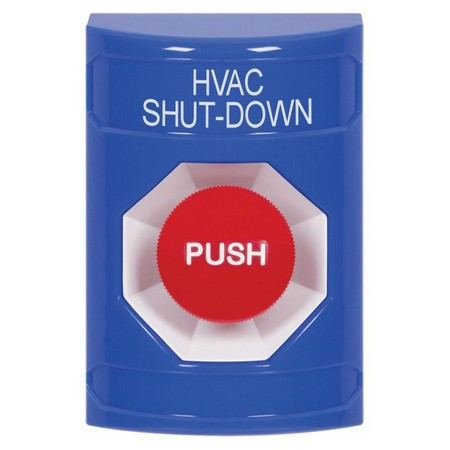 SS2404HV-EN STI Blue No Cover Momentary Stopper Station with HVAC SHUT DOWN Label English