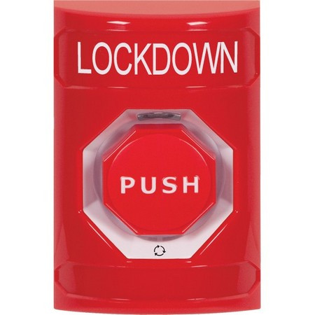 SS2009LD-EN STI Red No Cover Turn-to-Reset (Illuminated) Stopper Station with LOCKDOWN Label English