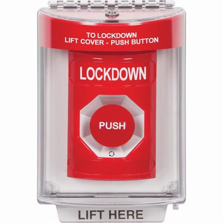 SS2041LD-EN STI Red Indoor/Outdoor Flush w/ Horn Turn-to-Reset Stopper Station with LOCKDOWN Label English