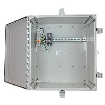 EP201608-O4 STI Polycarbonate Enclosure w/ Power Distribution Strip 20" H x 16" W x 9" D - Solid Door