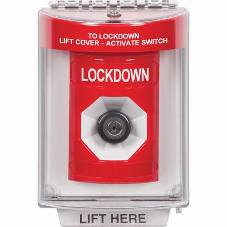 SS2043LD-EN STI Red Indoor/Outdoor Flush w/ Horn Key-to-Activate Stopper Station with LOCKDOWN Label English