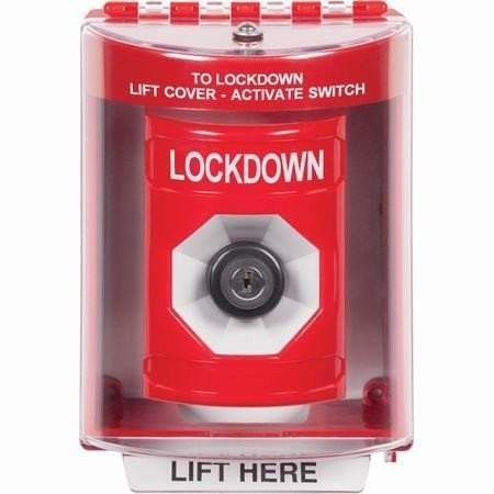 SS2073LD-EN STI Red Indoor/Outdoor Surface Key-to-Activate Stopper Station with LOCKDOWN Label English