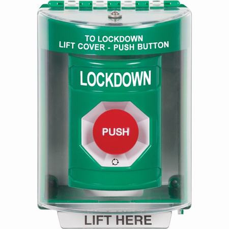 SS2171LD-EN STI Green Indoor/Outdoor Surface Turn-to-Reset Stopper Station with LOCKDOWN Label English