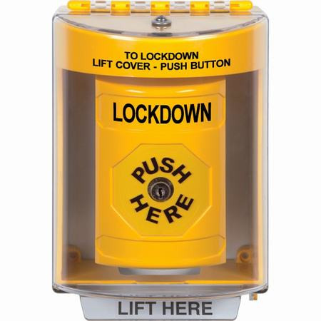 SS2270LD-EN STI Yellow Indoor/Outdoor Surface Key-to-Reset Stopper Station with LOCKDOWN Label English